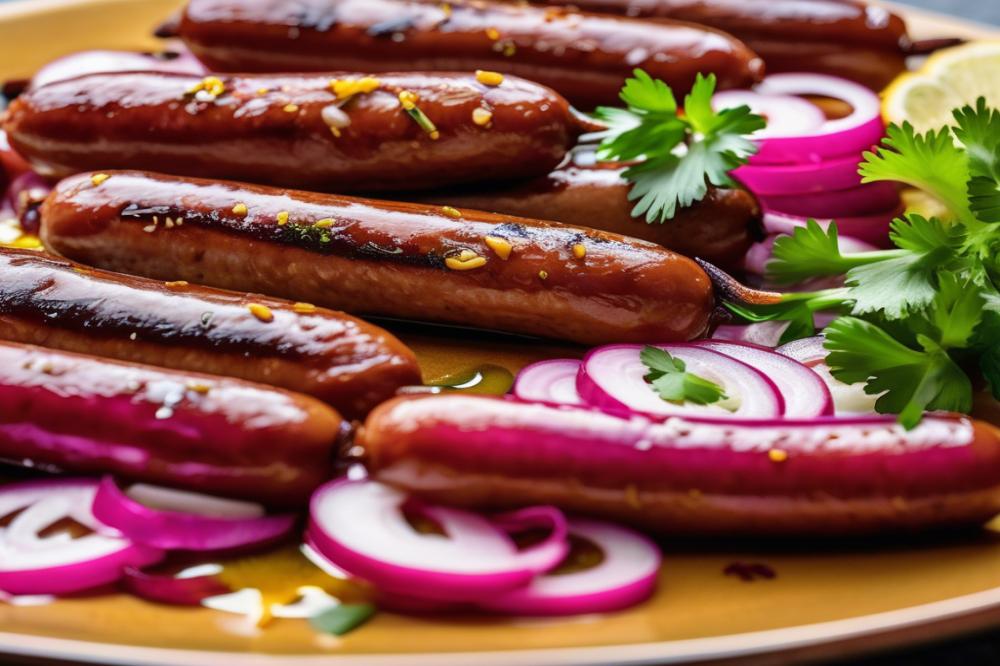 barbecue-sauced-chicken-brats-with-pickled-onions