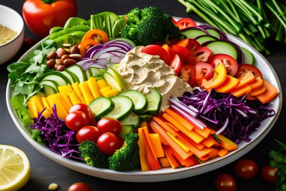 rainbow-veggie-salad-with-tahini-dressing